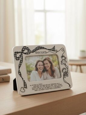 Sisters themed ceramic cream black photo picture memory keepsake gift 🎁 frame